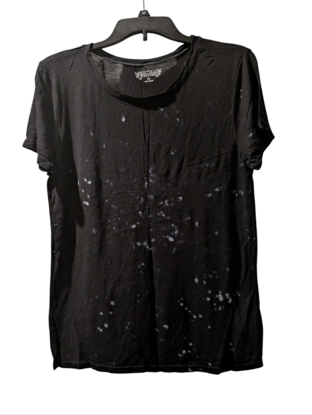 Mudd Black Short-Sleeve Tee with White Splatter Size XL